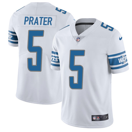 Nike Lions #5 Matt Prater White Men's Stitched NFL Vapor Untouchable Limited Jersey - Click Image to Close